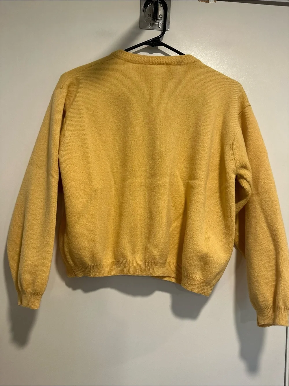 VTG 80s Talbots Petites Sz: PL Preppy yellow merino wool cardigan gold buttons.